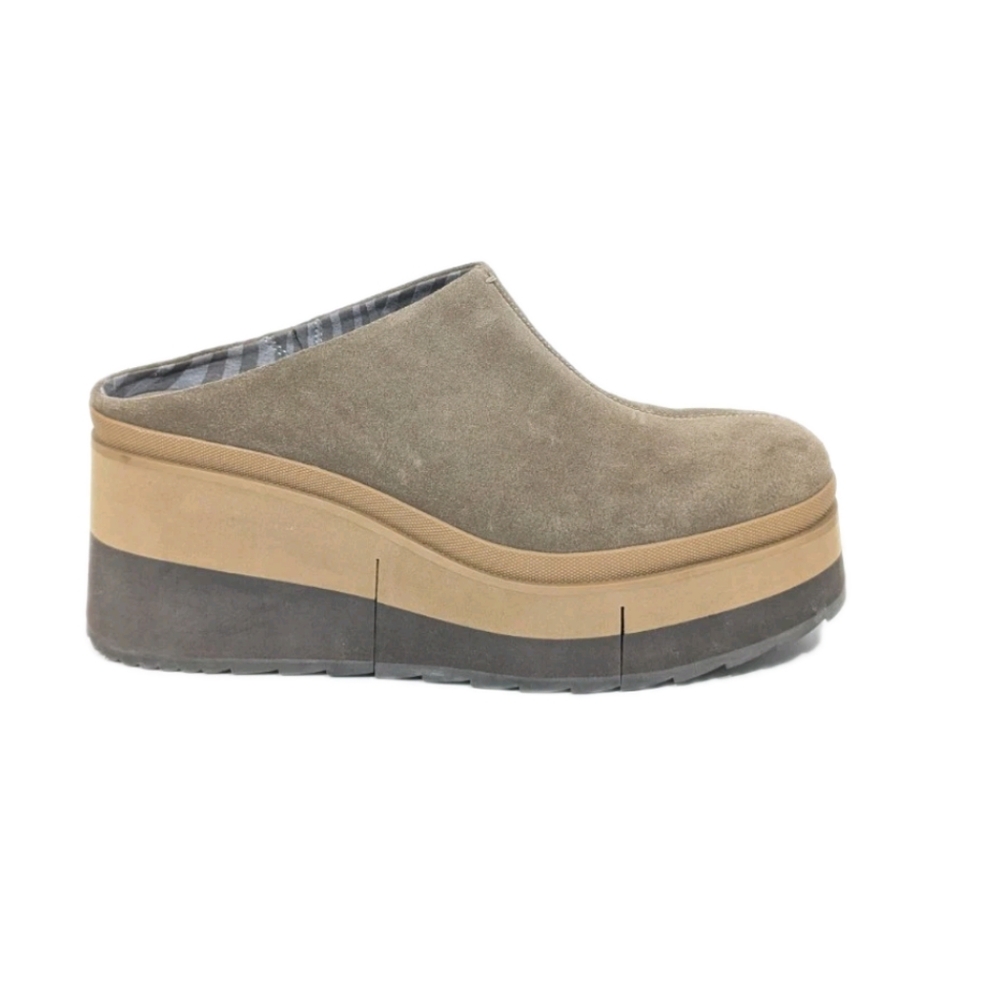 Naked Feet Coach Platform Clogs sz 10 Women Chunky Shoes Suede Slip on Wedge